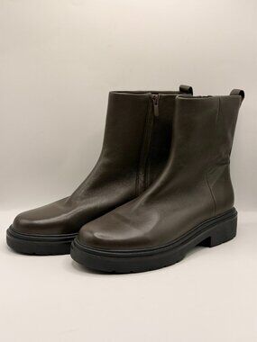 Vince Womens Parvin Leather Short Brown Leather  Boot Sz 7.5